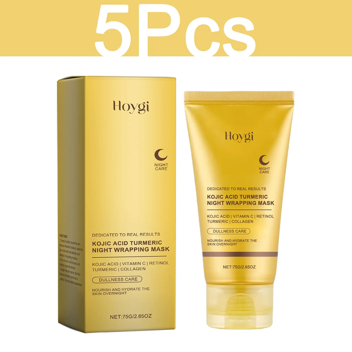 Hoygi – Masque de Nuit Enveloppant Acide Kojique & Curcuma | Anti-Terne & Nourrissant 75g