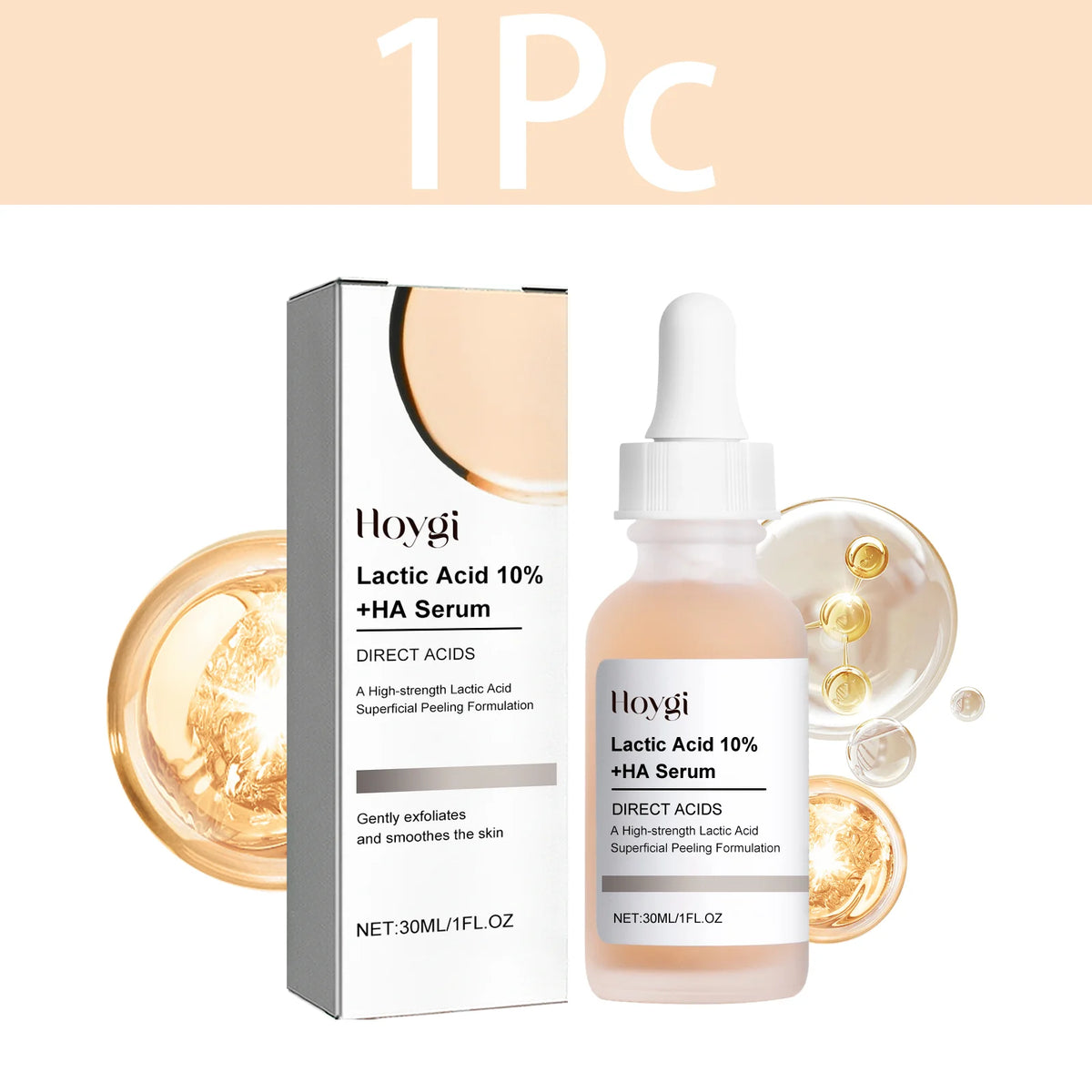 Hoygi – Sérum Lactic Acid 10% + Acide Hyaluronique | Exfoliant & Lissant 30ml