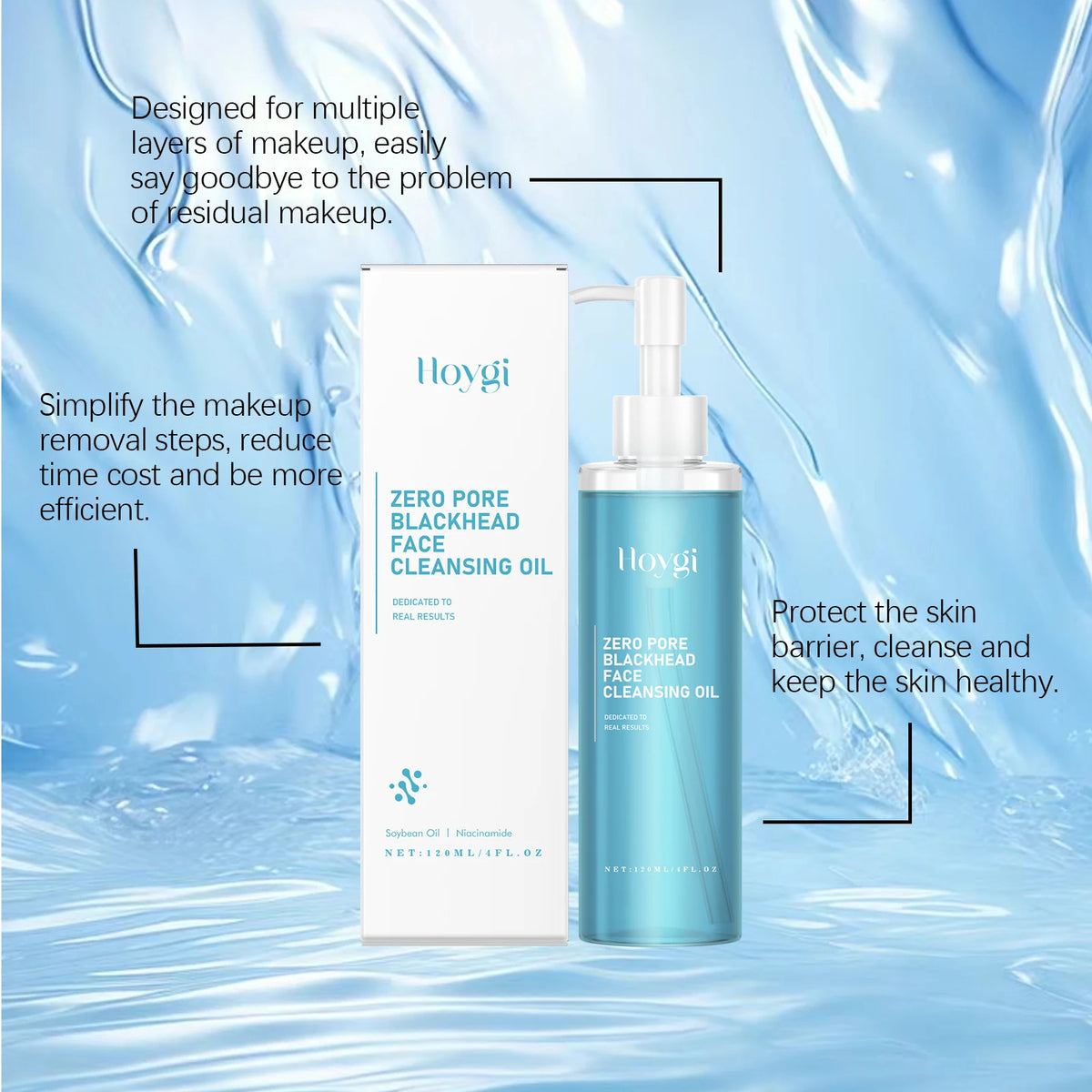 Hoygi – Huile Nettoyante Visage Zero Pore | Anti-Points Noirs & Démaquillante 120ml
