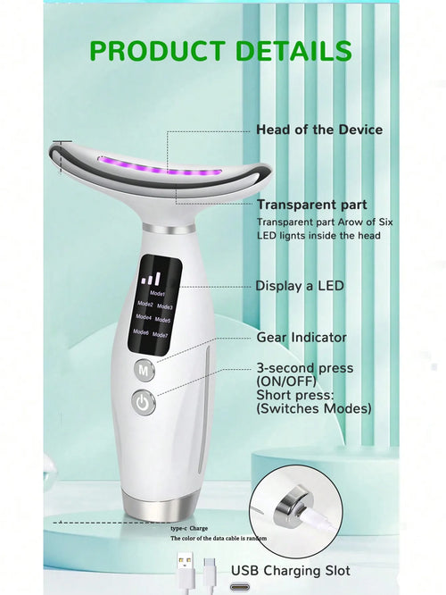 Appareil Beauté LED Lifting Visage & Cou – 7 Modes Couleur & 7 Vitesses, Raffermit & Rajeunit