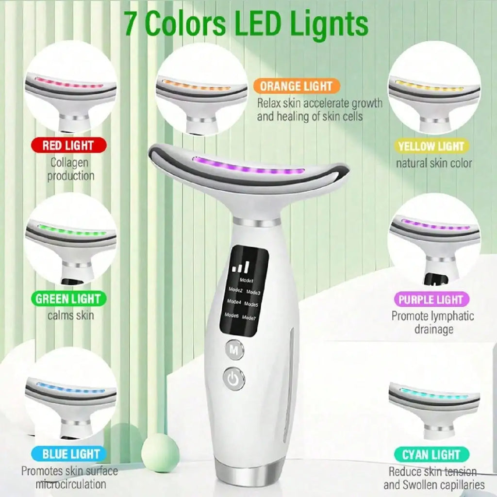Appareil Beauté LED Lifting Visage & Cou – 7 Modes Couleur & 7 Vitesses, Raffermit & Rajeunit