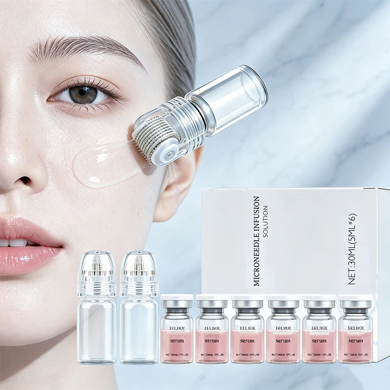 Kit Microneedling Coréen – 2 Rouleaux + 6 Ampoules Sérum Hydratant & Lissant