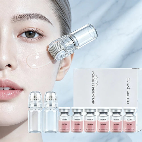 Kit Microneedling Coréen – 2 Rouleaux + 6 Ampoules Sérum Hydratant & Lissant