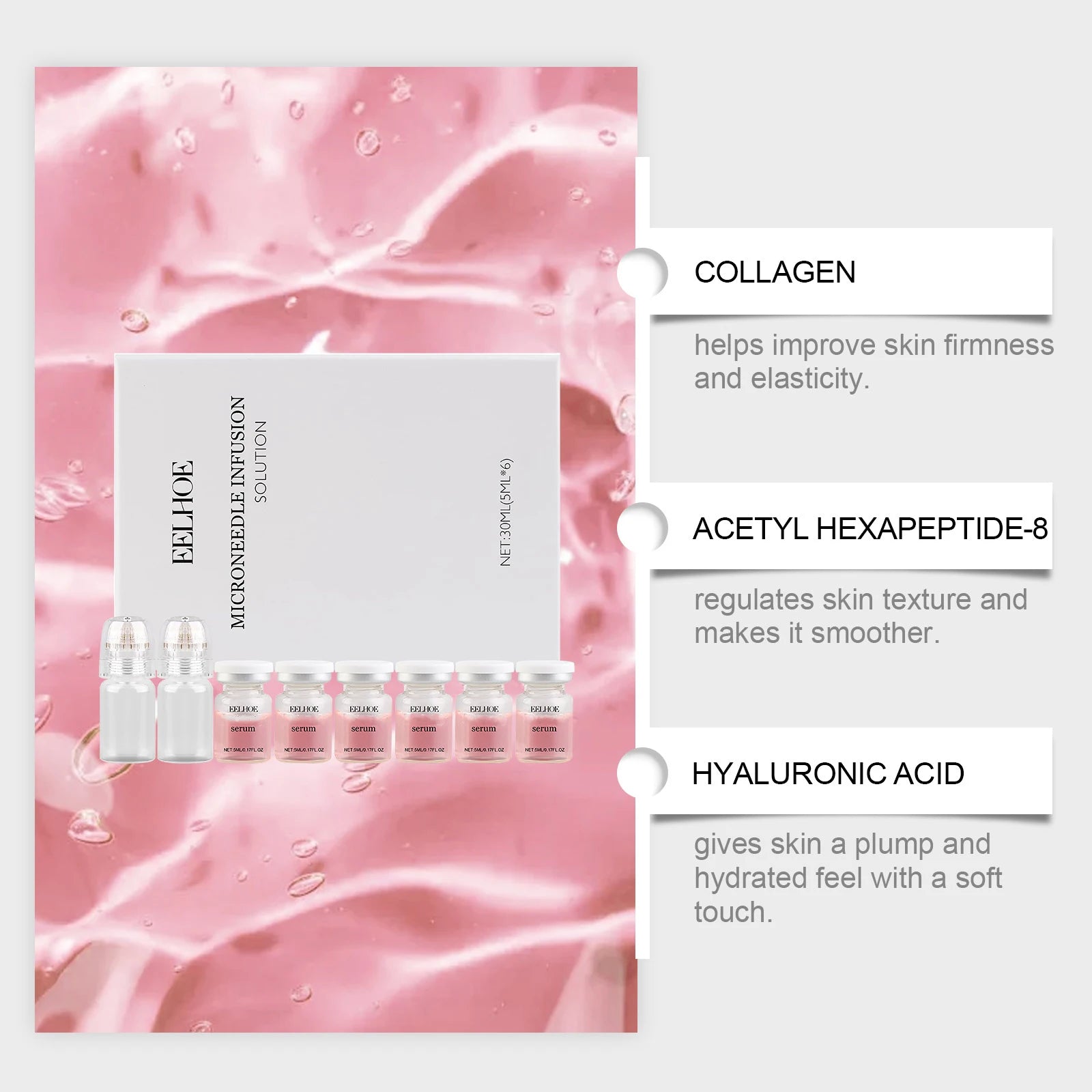 Kit Microneedling Coréen – 2 Rouleaux + 6 Ampoules Sérum Hydratant & Lissant