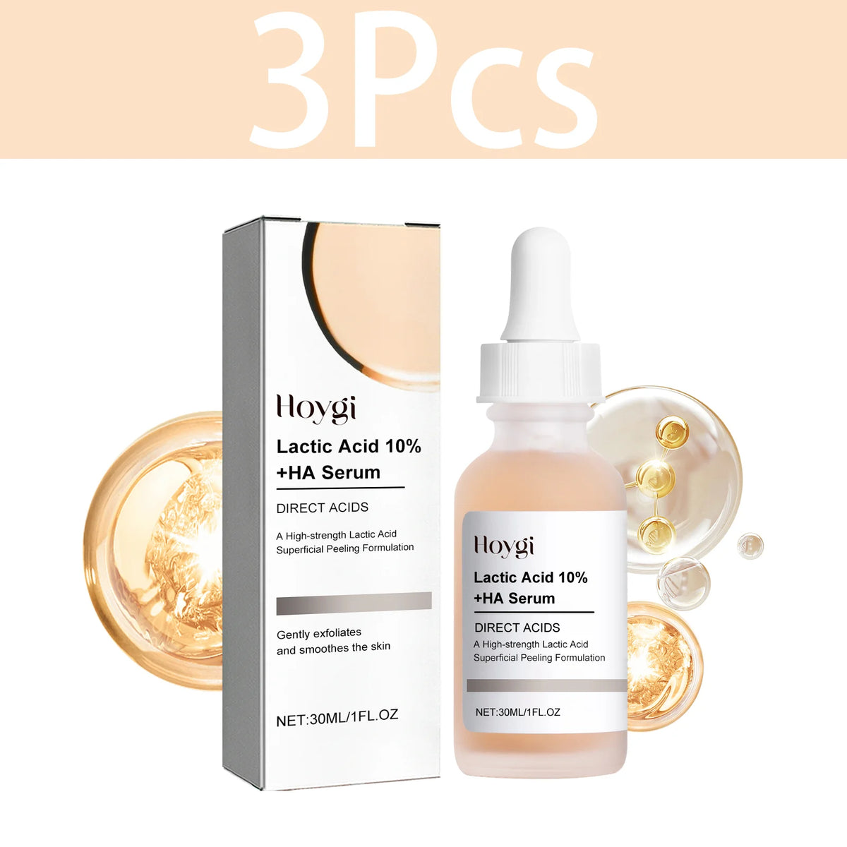 Hoygi – Sérum Lactic Acid 10% + Acide Hyaluronique | Exfoliant & Lissant 30ml
