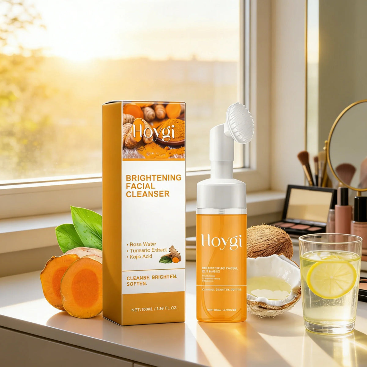 Hoygi – Nettoyant Éclat au Curcuma | Mousse Purifiante & Anti-Terne 100ml